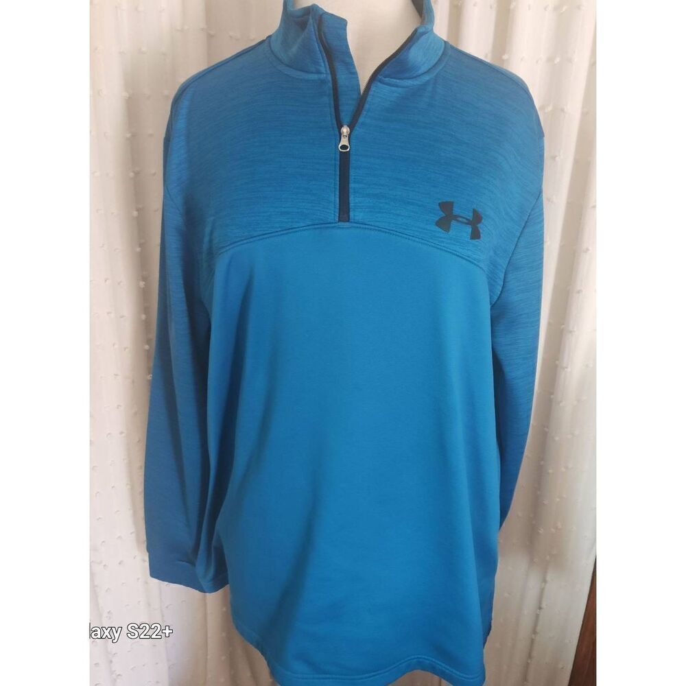 A1  Under Armour half-zip turquois blue athletic activewear jacket shirt